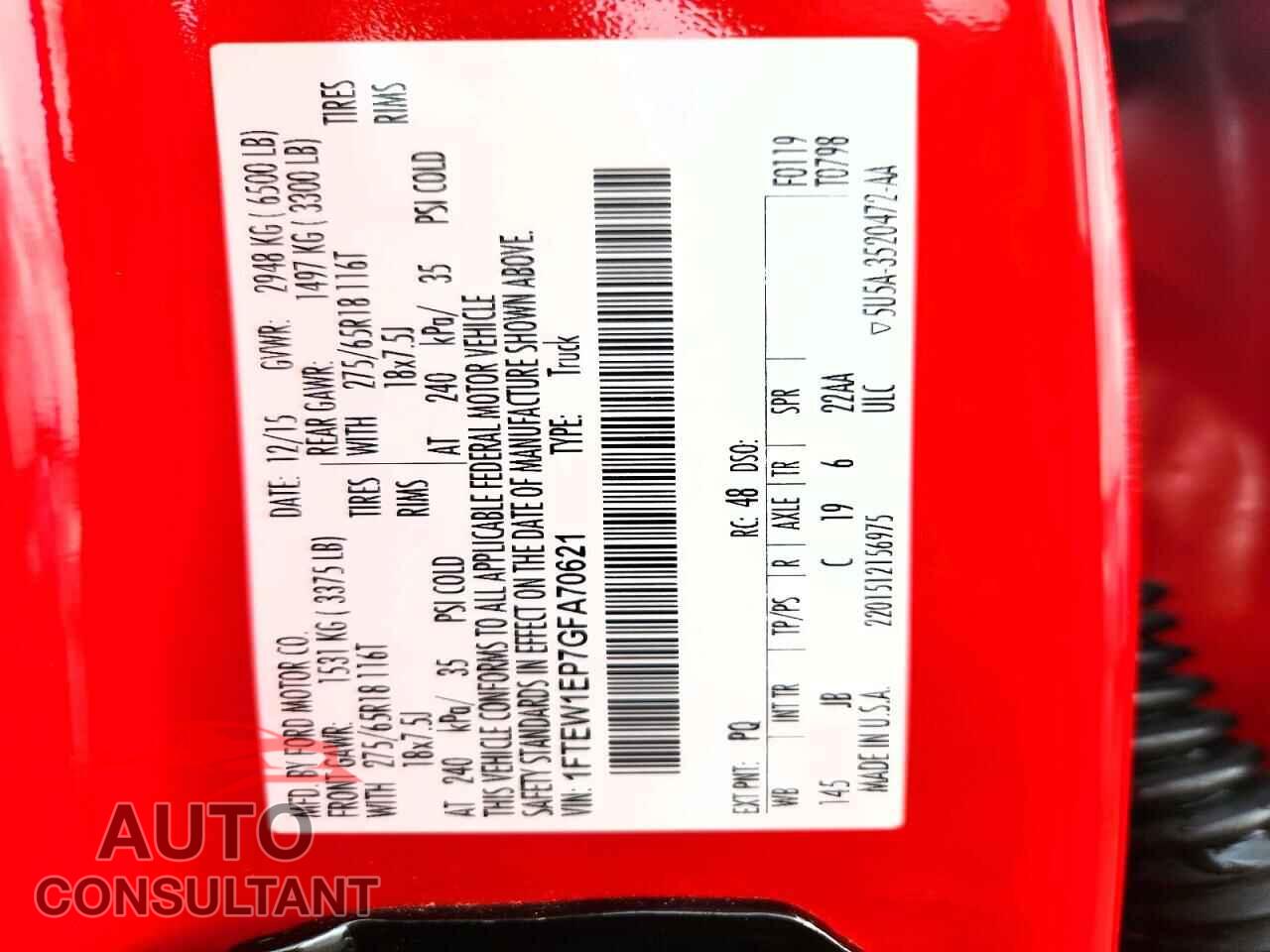FORD F150 2016 - 1FTEW1EP7GFA70621