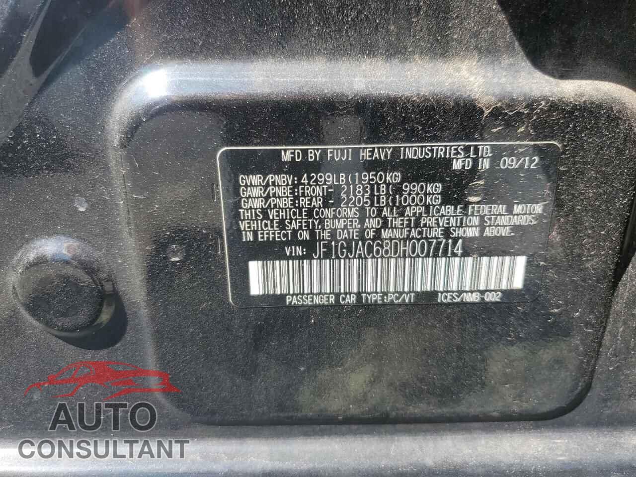 SUBARU IMPREZA 2013 - JF1GJAC68DH007714