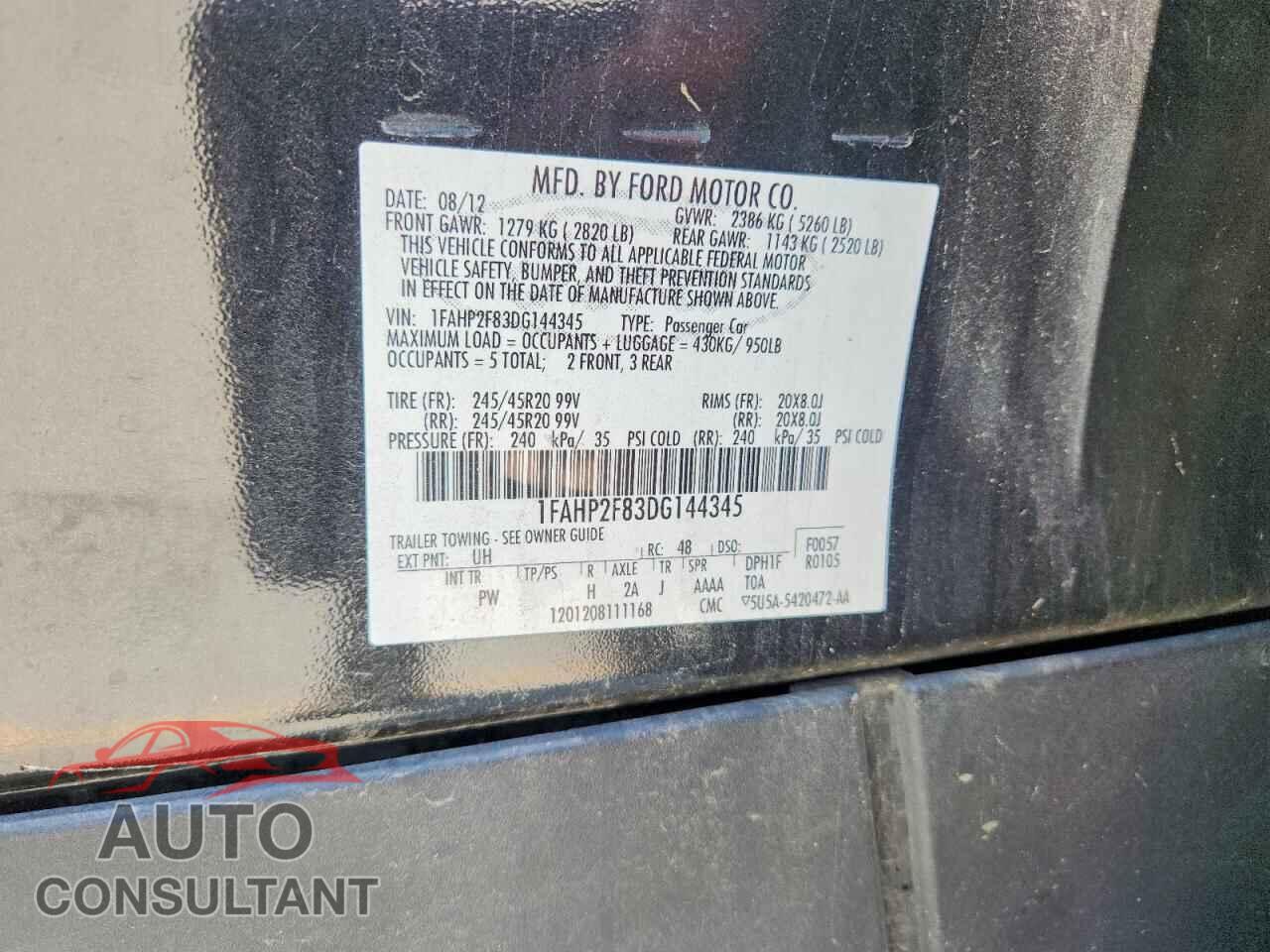 FORD TAURUS 2013 - 1FAHP2F83DG144345