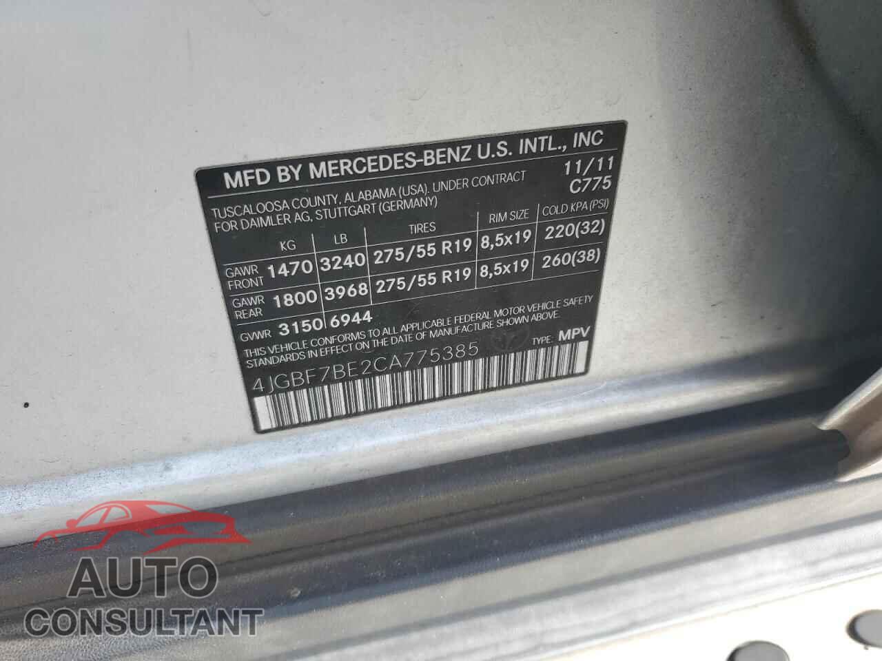 MERCEDES-BENZ GL-CLASS 2012 - 4JGBF7BE2CA775385