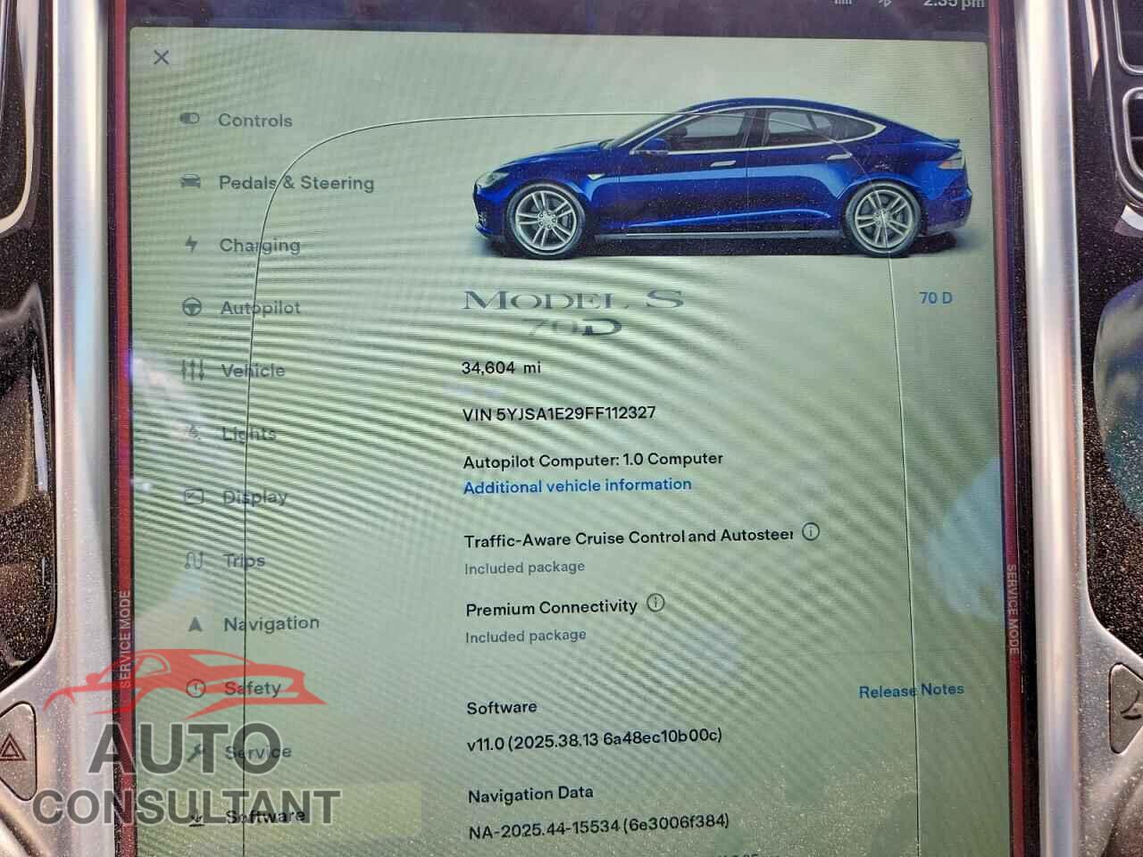 TESLA MODEL S 2015 - 5YJSA1E29FF112327