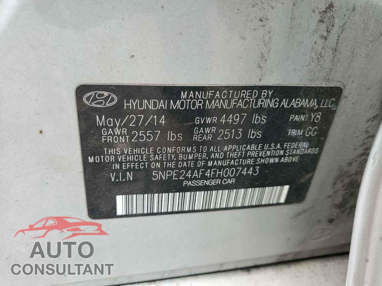 HYUNDAI SONATA 2015 - 5NPE24AF4FH007443