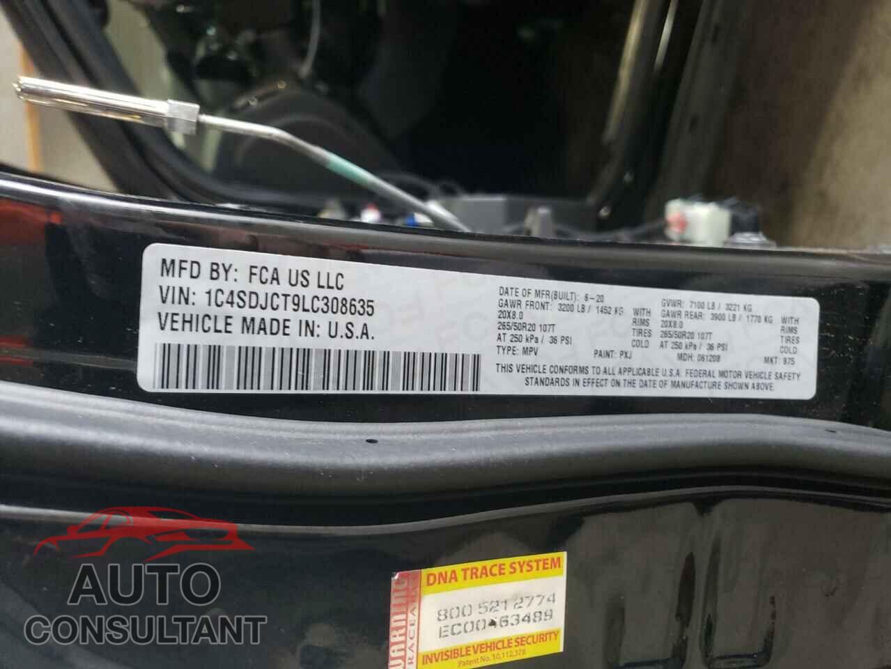 DODGE DURANGO 2020 - 1C4SDJCT9LC308635