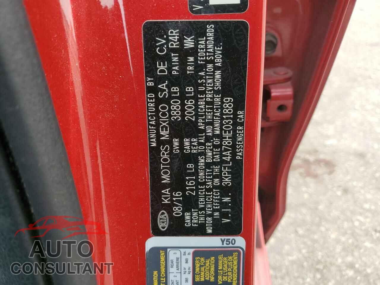 KIA FORTE 2017 - 3KPFL4A78HE031889