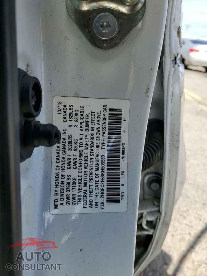 HONDA CIVIC 2019 - 2HGFC2F63KH506589