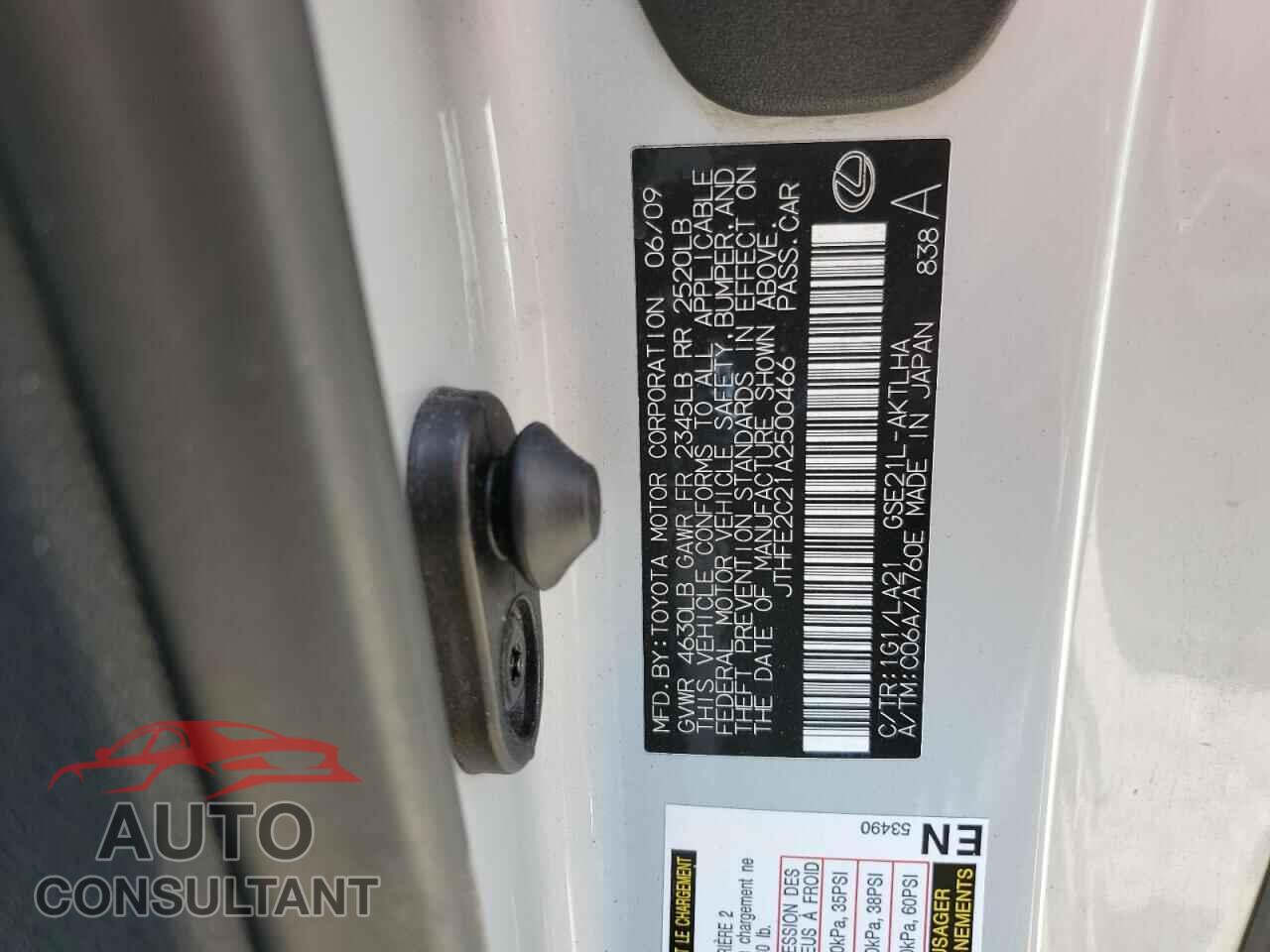 LEXUS IS 2010 - JTHFE2C21A2500466