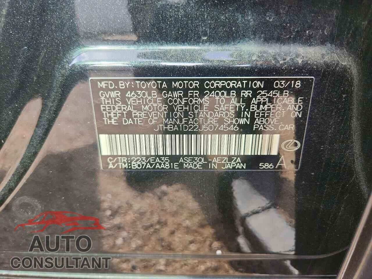 LEXUS IS 2018 - JTHBA1D22J5074546