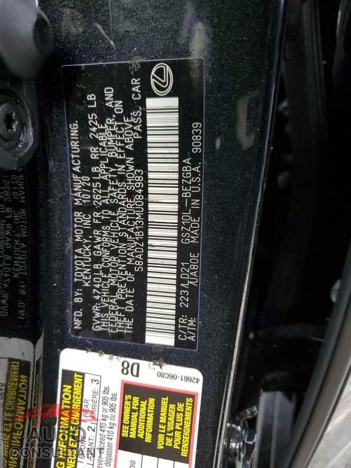 LEXUS ES350 2021 - 58ADZ1B13MU084983