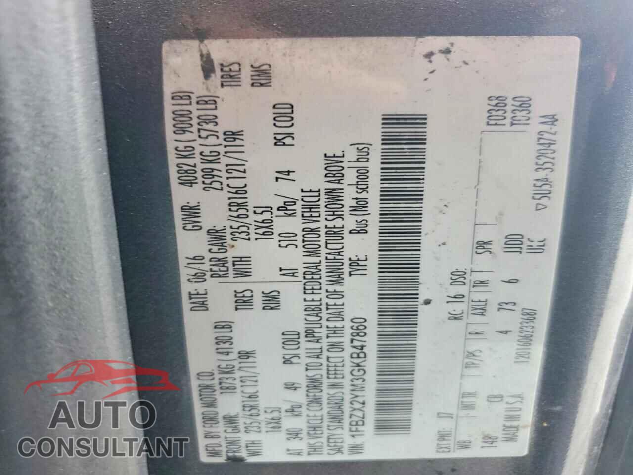 FORD TRANSIT 2016 - 1FBZX2YM3GKB47860