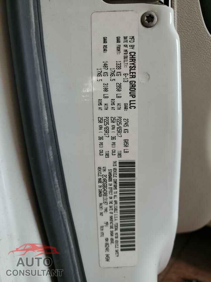 DODGE CARAVAN 2013 - 2C4RDGBG4DR813187