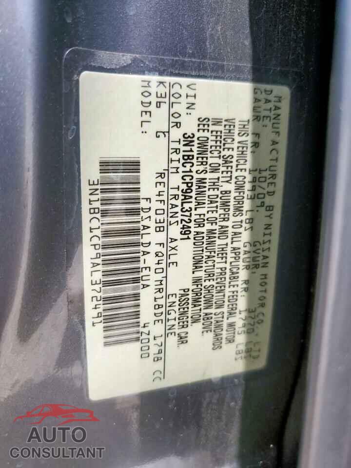 NISSAN VERSA 2010 - 3N1BC1CP9AL372491