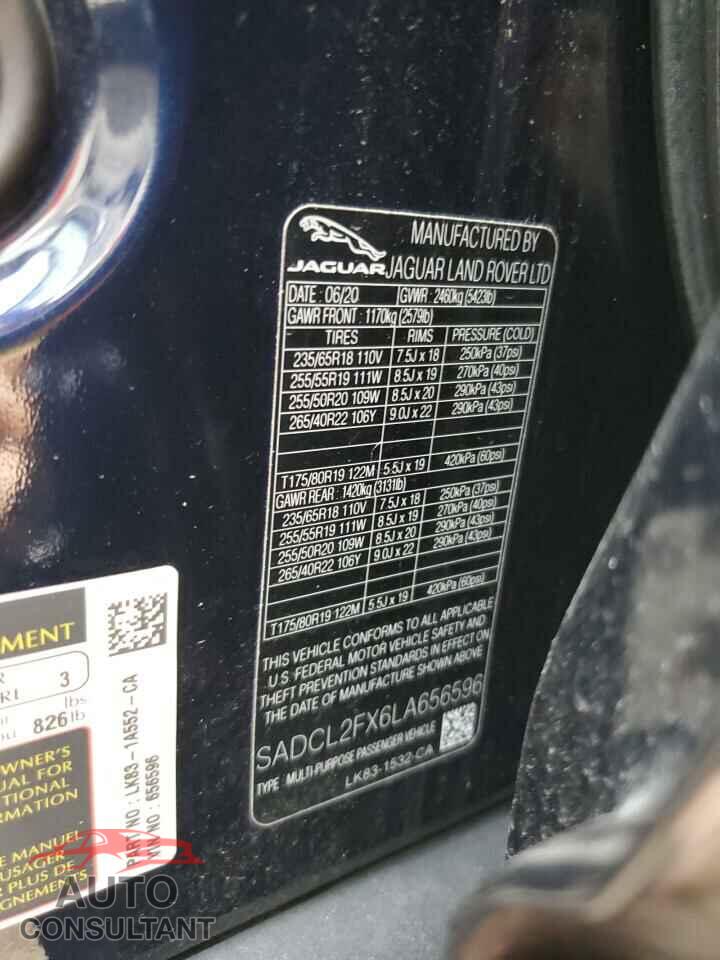 JAGUAR F-PACE 2020 - SADCL2FX6LA656596
