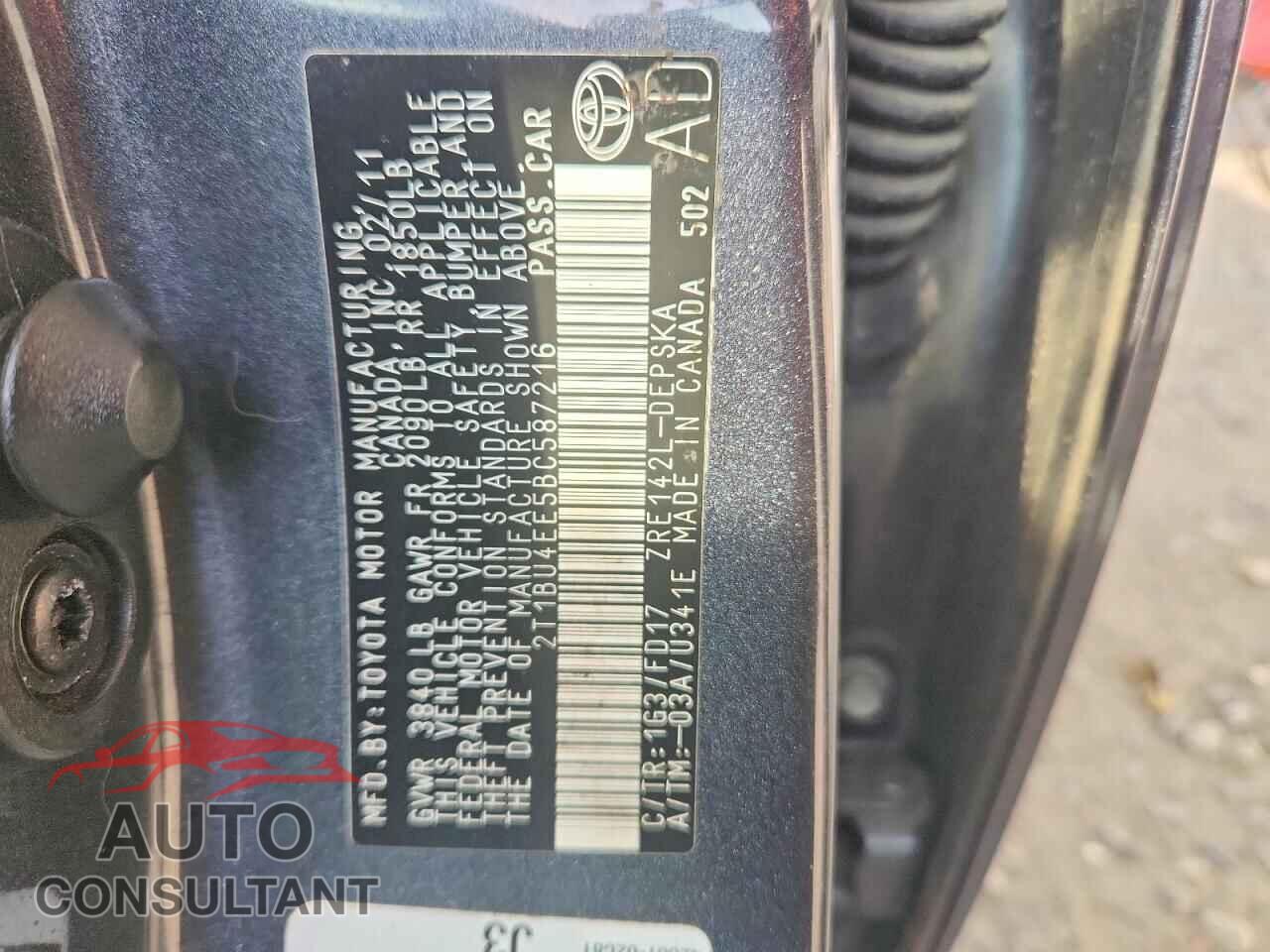 TOYOTA COROLLA 2011 - 2T1BU4EE5BC587216