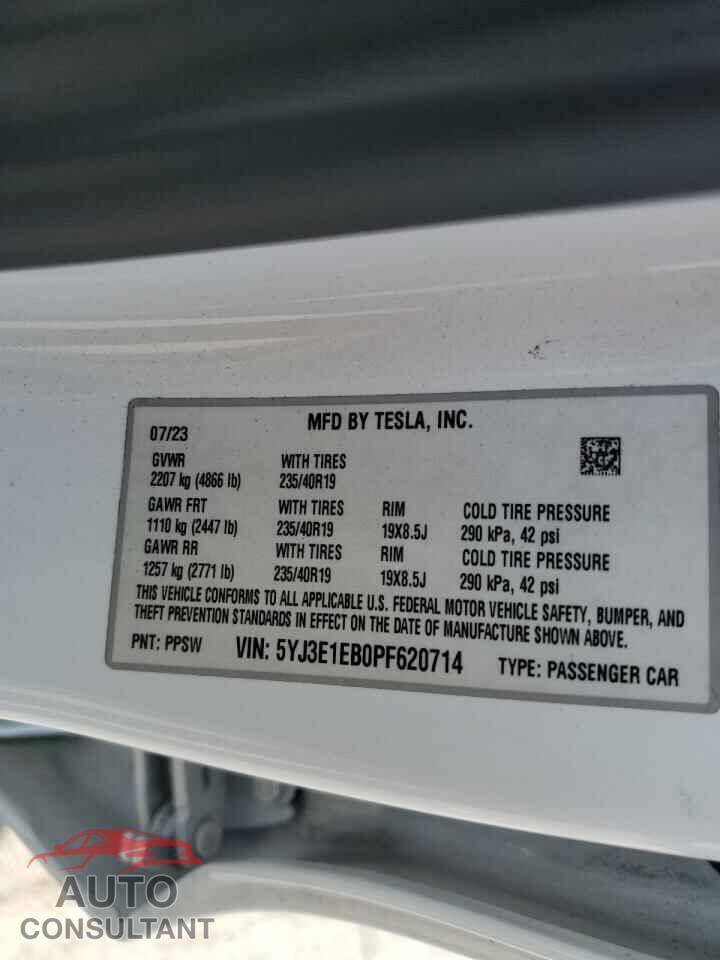 TESLA MODEL 3 2023 - 5YJ3E1EB0PF620714