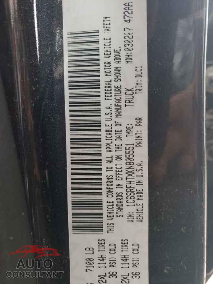 RAM 1500 2019 - 1C6SRFHTXKN805551