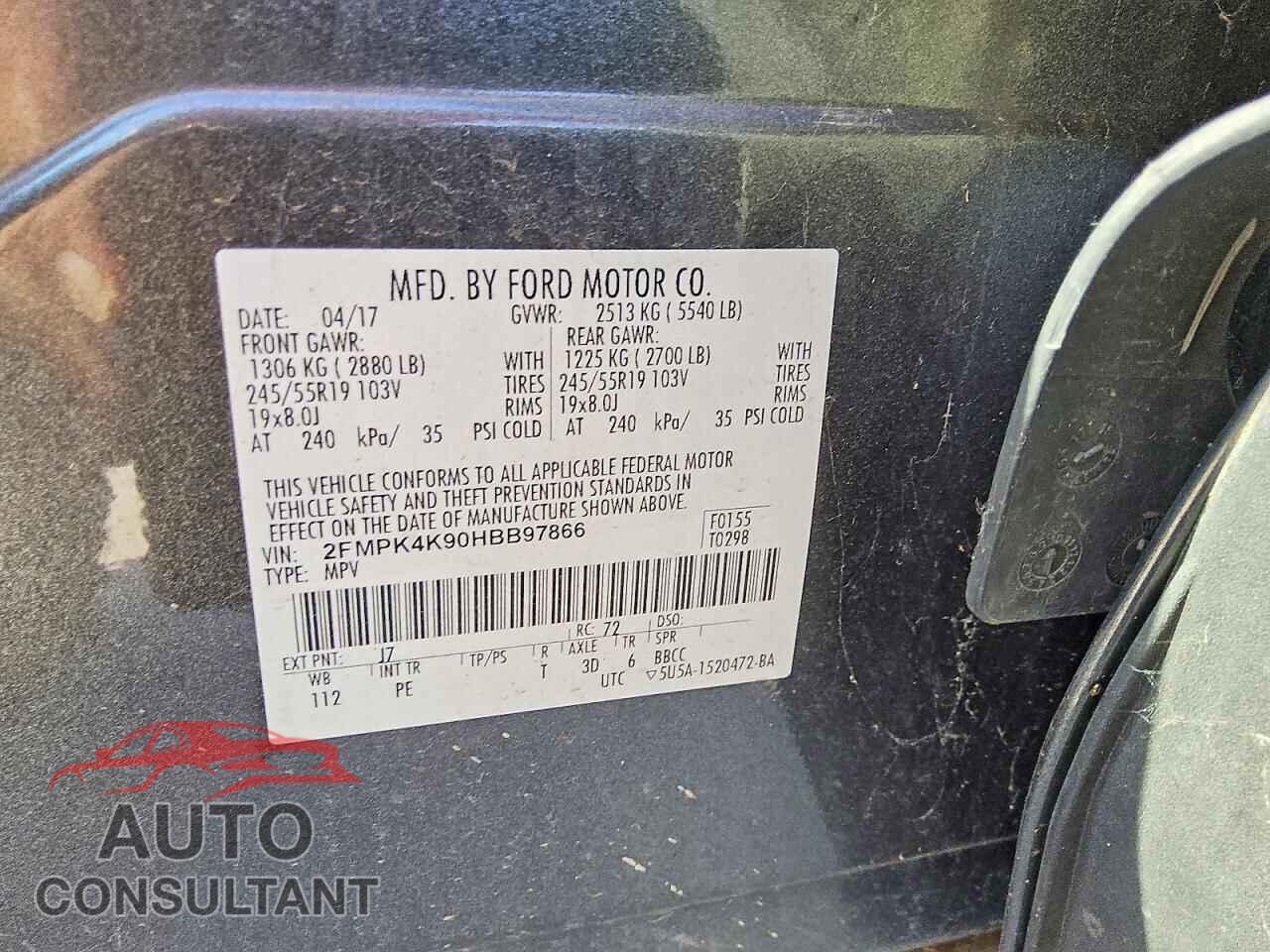 FORD EDGE 2017 - 2FMPK4K90HBB97866