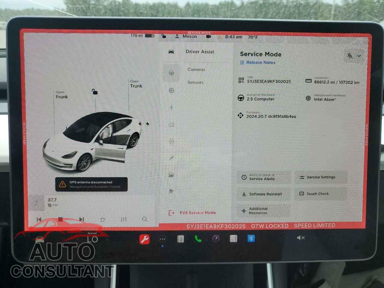 TESLA MODEL 3 2019 - 5YJ3E1EA9KF302025