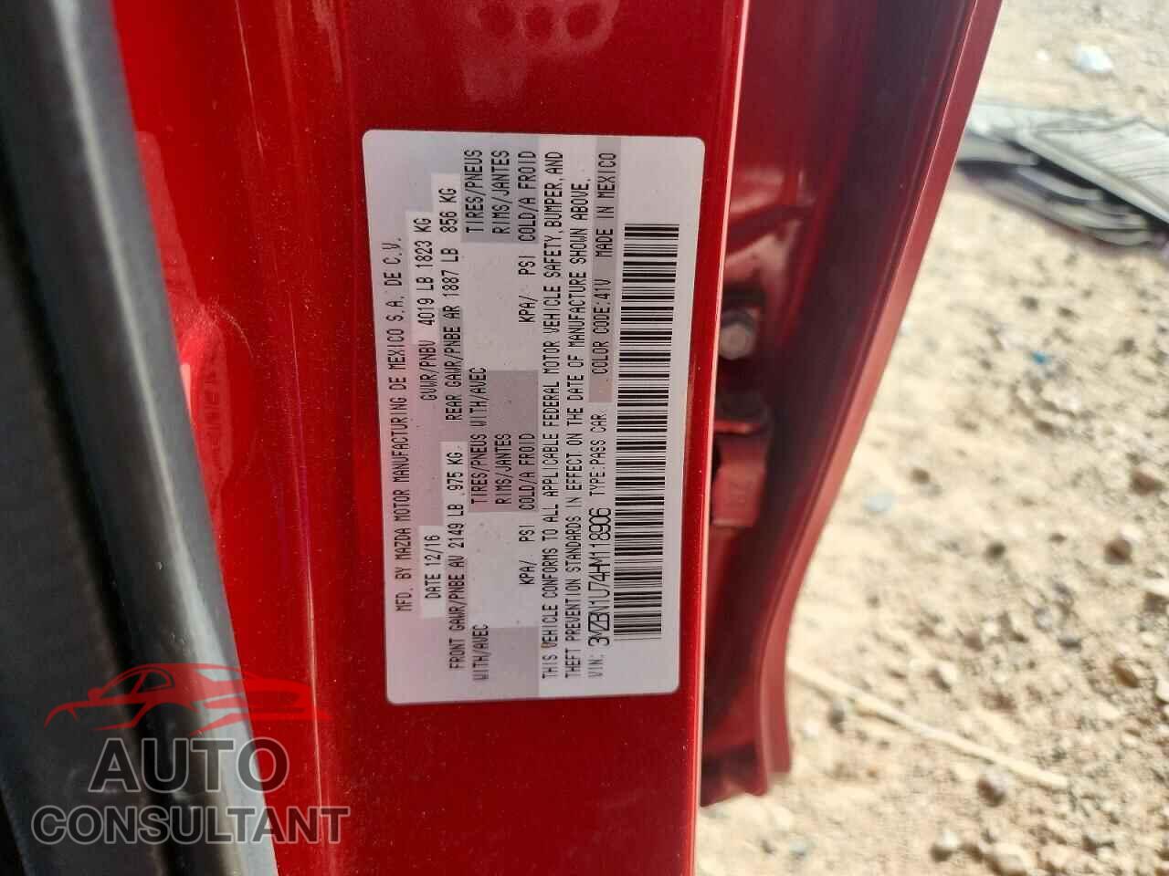 MAZDA 3 2017 - 3MZBN1U74HM118906