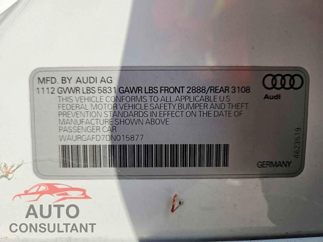 AUDI A8 2013 - WAURGAFD7DN015877