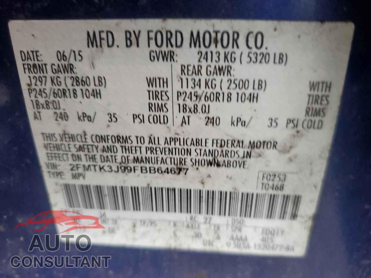 FORD EDGE 2015 - 2FMTK3J99FBB64677