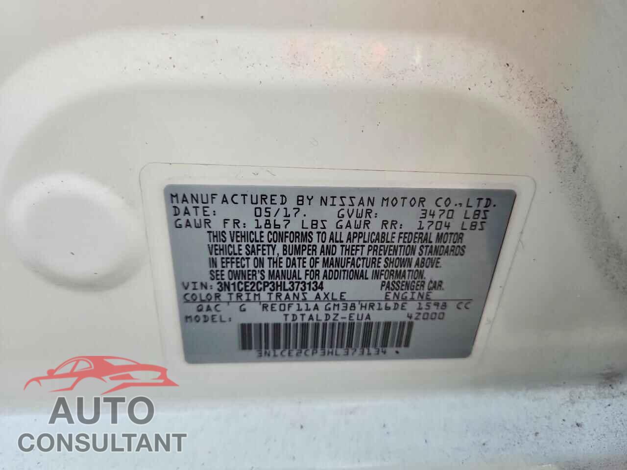 NISSAN VERSA 2017 - 3N1CE2CP3HL373134