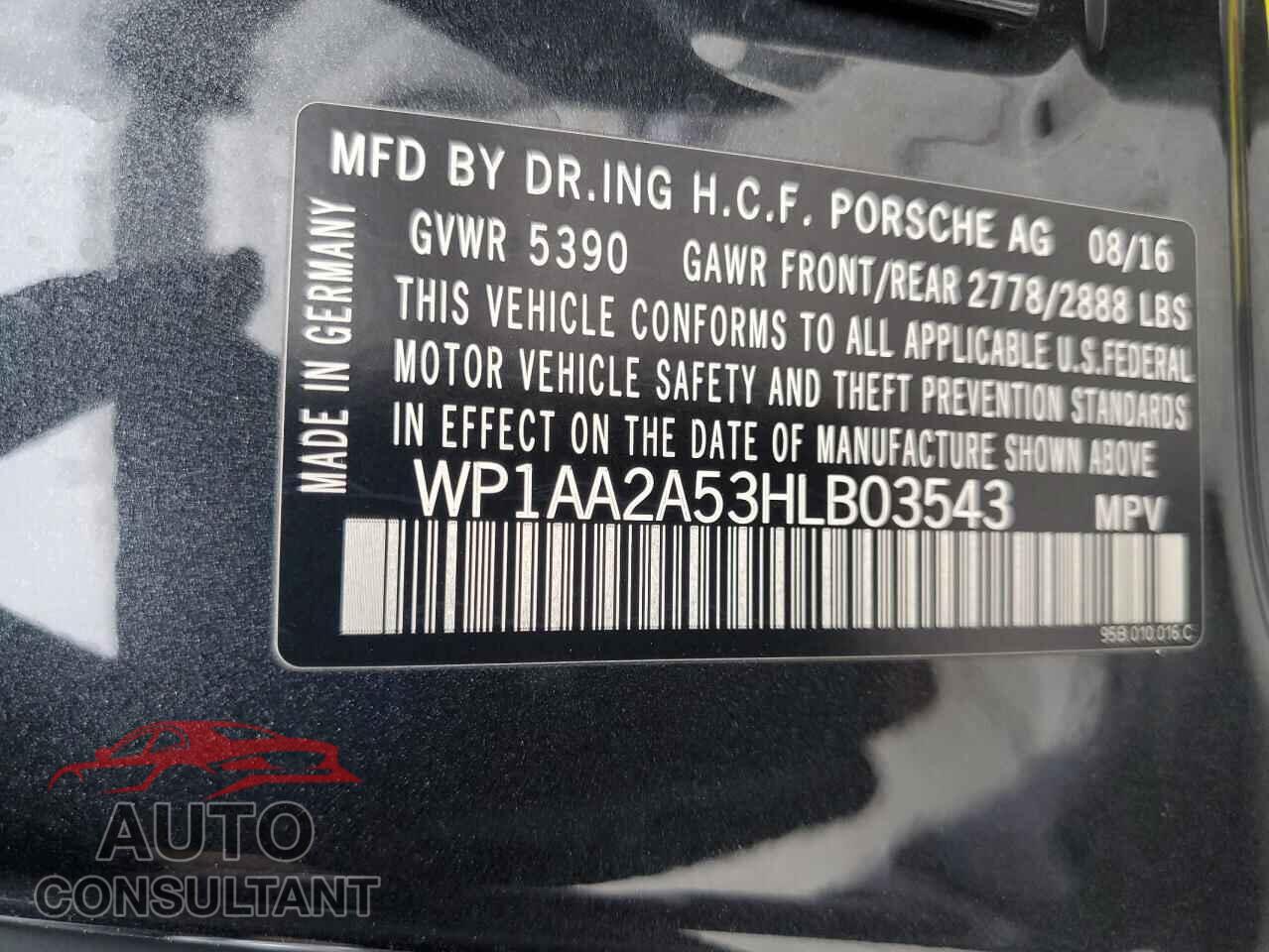 PORSCHE MACAN 2017 - WP1AA2A53HLB03543