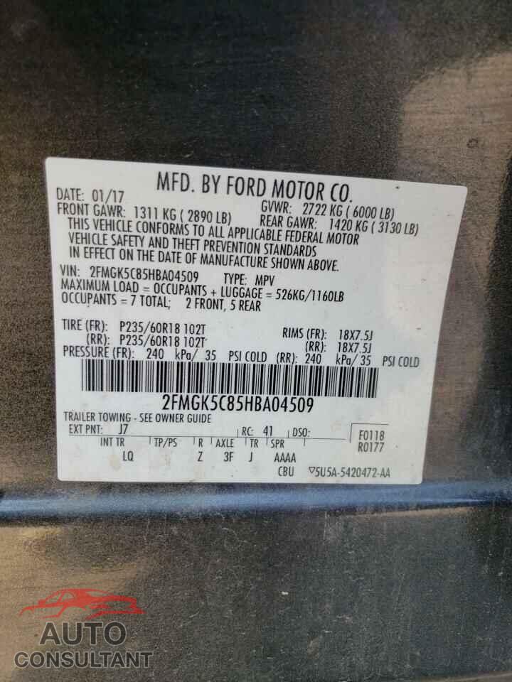 FORD FLEX 2017 - 2FMGK5C85HBA04509