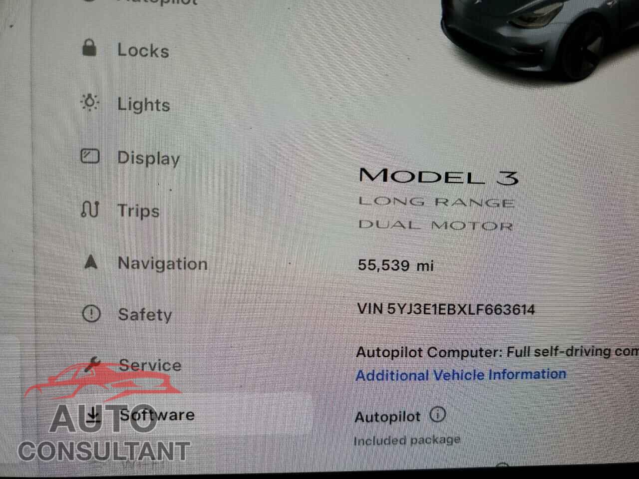 TESLA MODEL 3 2020 - 5YJ3E1EBXLF663614