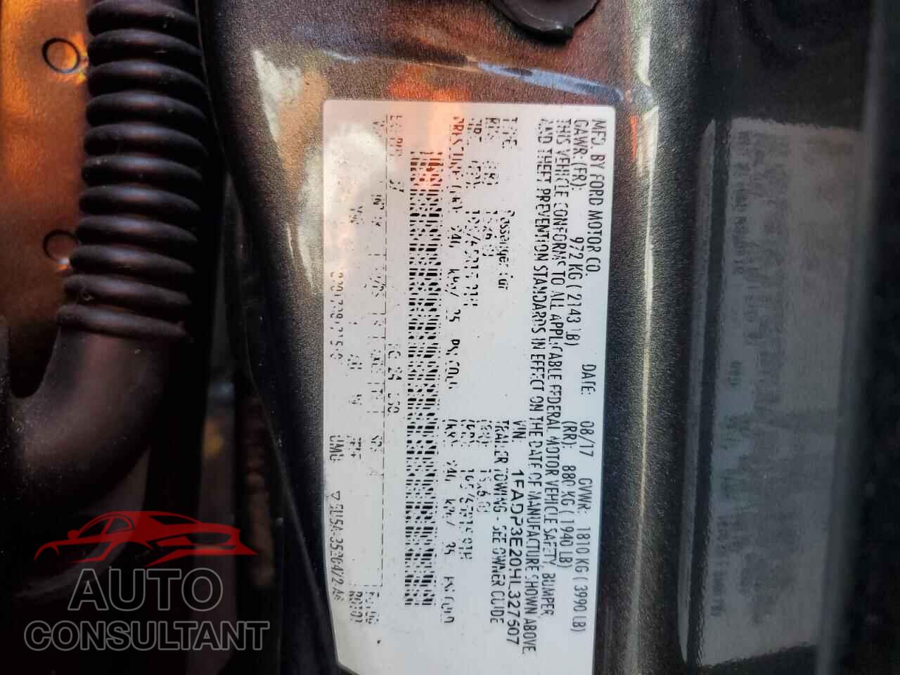 FORD FOCUS 2017 - 1FADP3E20HL327507