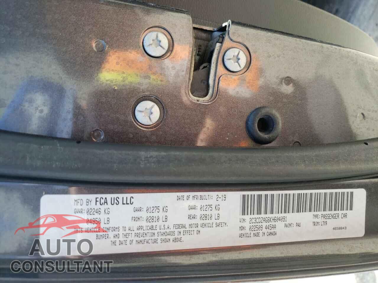 DODGE CHALLENGER 2019 - 2C3CDZAG6KH604091