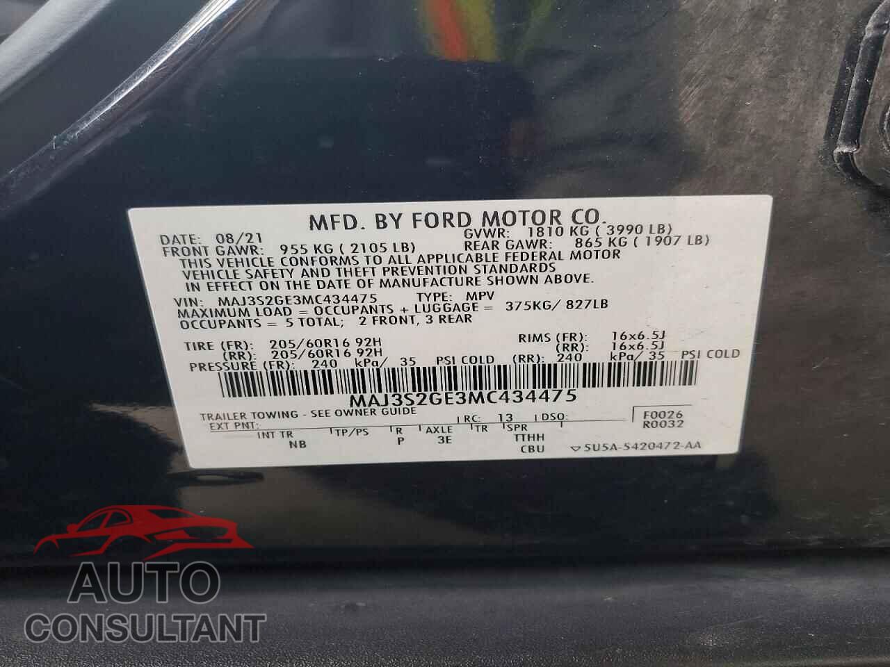 FORD ECOSPORT 2021 - MAJ3S2GE3MC434475