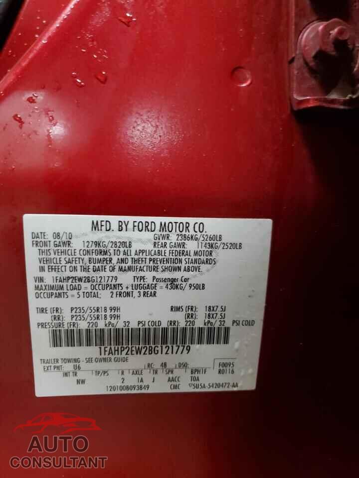 FORD TAURUS 2011 - 1FAHP2EW2BG121779