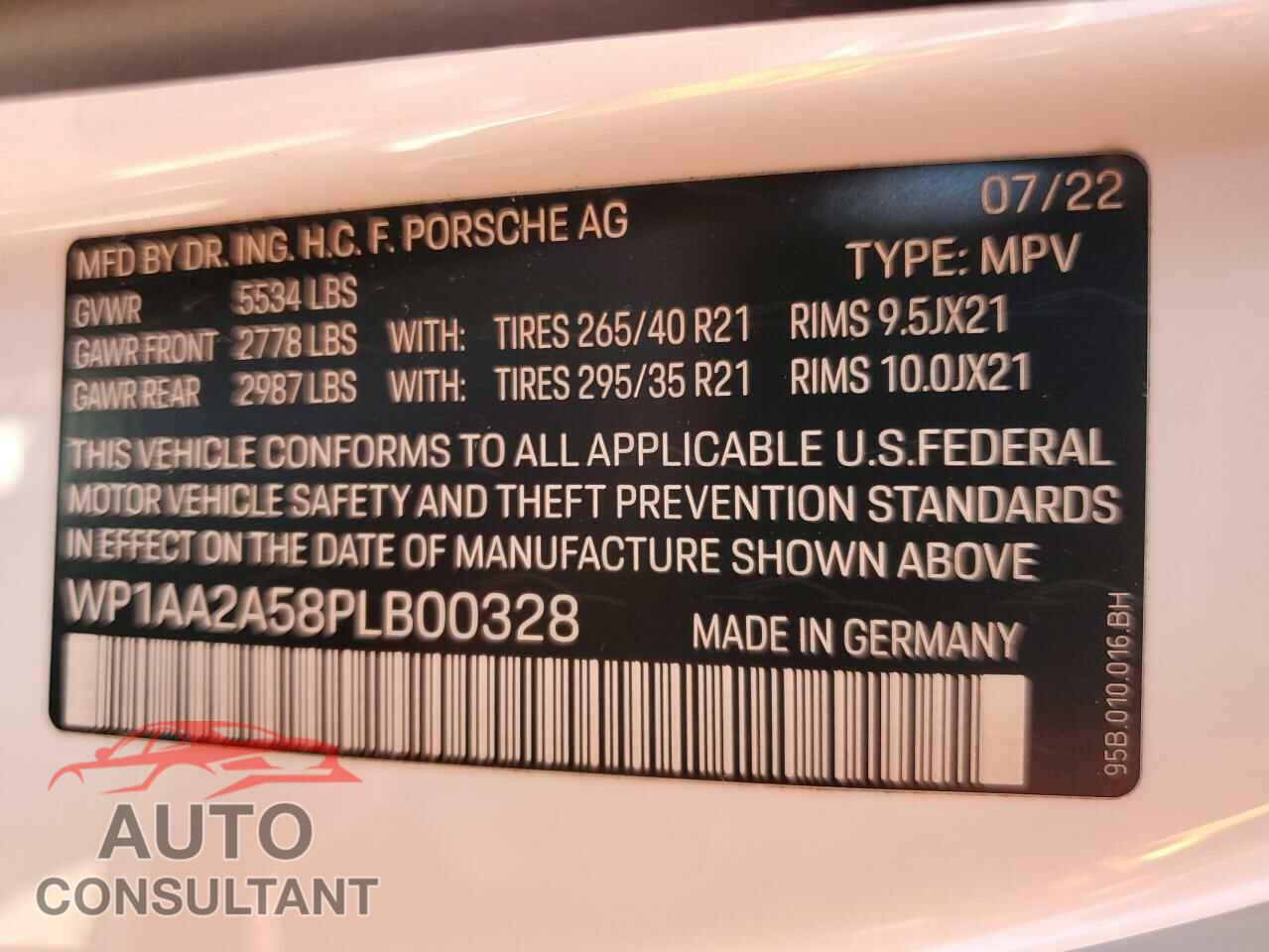 PORSCHE MACAN BASE 2023 - WP1AA2A58PLB00328
