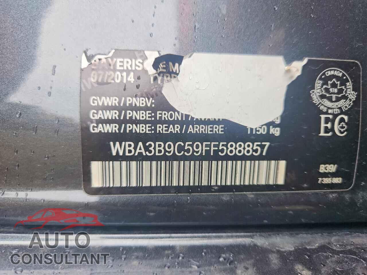 BMW 3 SERIES 2015 - WBA3B9C59FF588857