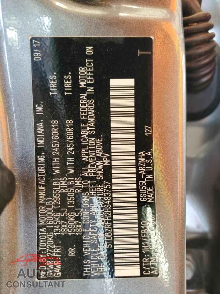 TOYOTA HIGHLANDER 2017 - 5TDBZRFH2HS483757
