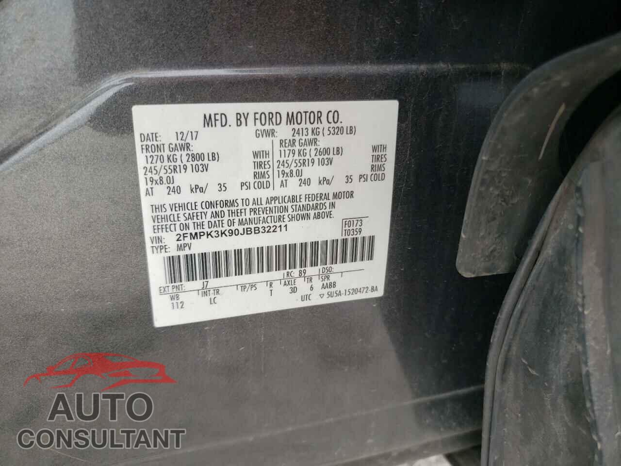 FORD EDGE 2018 - 2FMPK3K90JBB32211