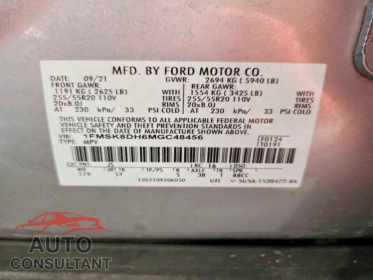 FORD EXPLORER 2021 - 1FMSK8DH6MGC48456