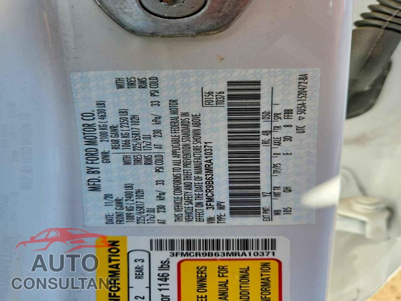 FORD BRONCO 2021 - 3FMCR9B63MRA10371