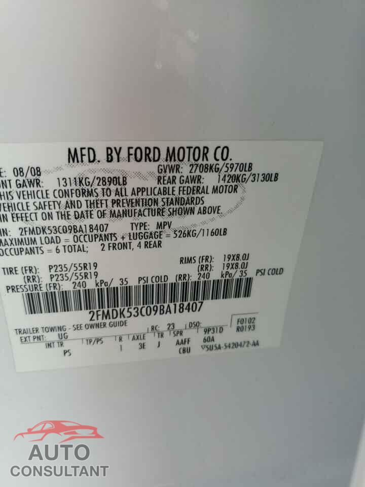 FORD FLEX 2009 - 2FMDK53C09BA18407