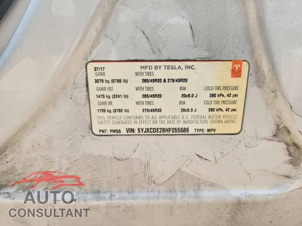 TESLA MODEL X 2017 - 5YJXCDE28HF055686