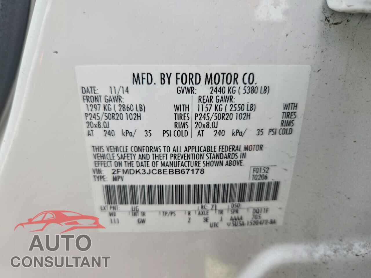 FORD EDGE 2014 - 2FMDK3JC8EBB67178