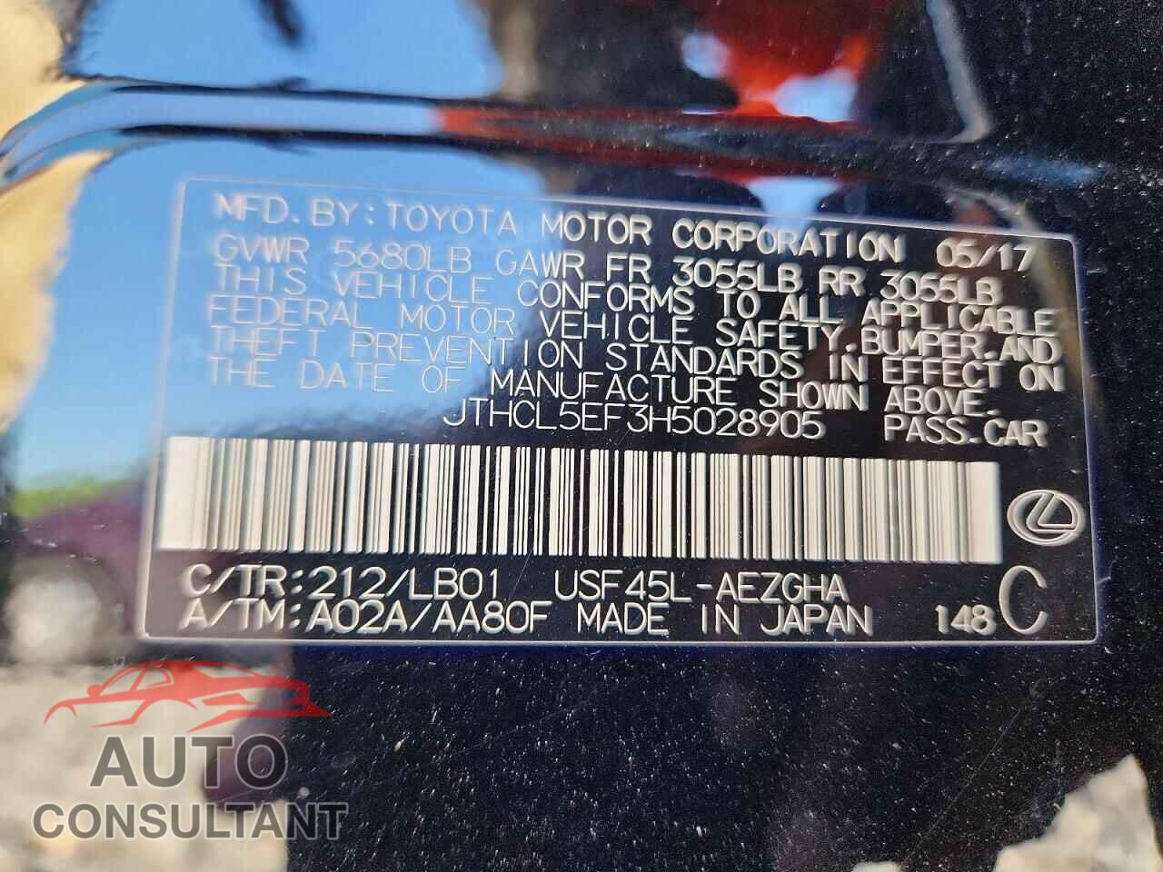 LEXUS LS460 2017 - JTHCL5EF3H5028905