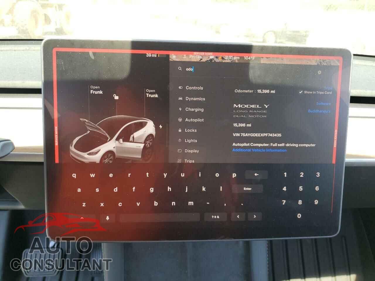 TESLA MODEL Y 2023 - 7SAYGDEEXPF743435