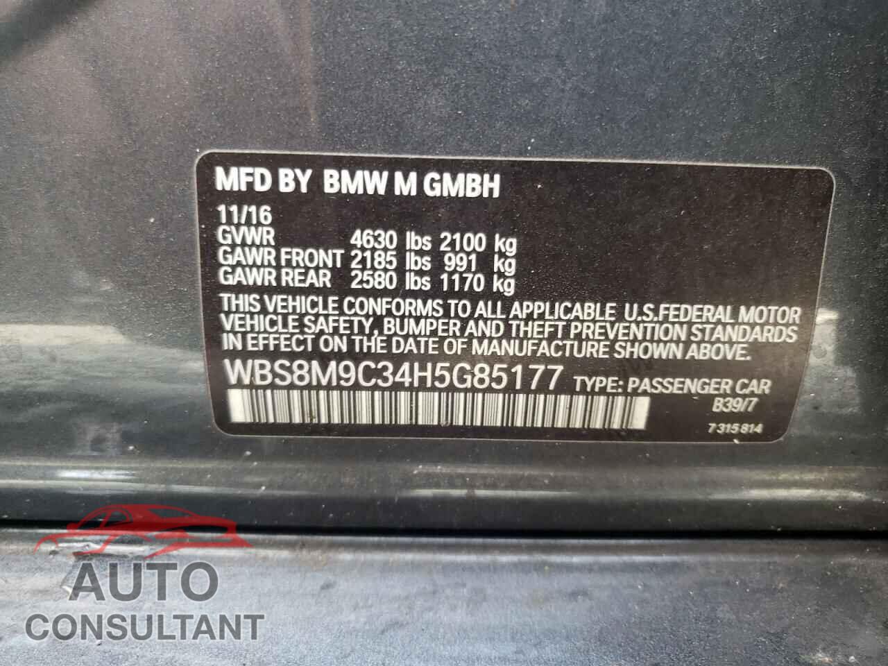 BMW M3 2017 - WBS8M9C34H5G85177