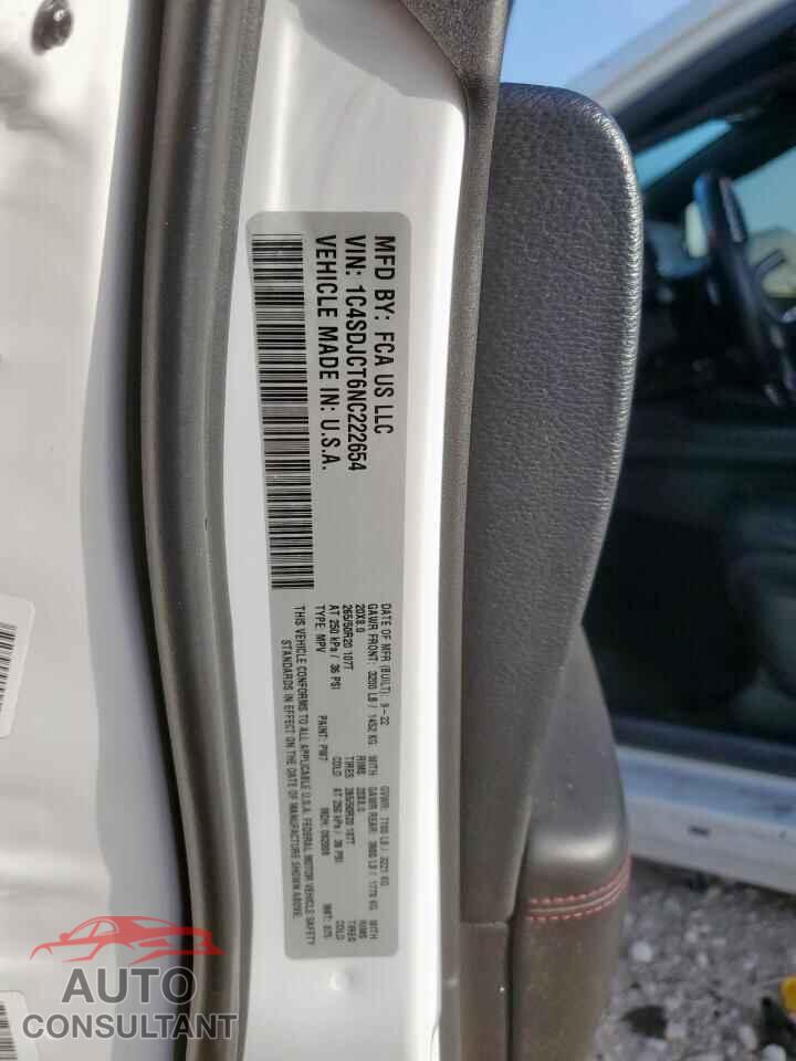 DODGE DURANGO 2022 - 1C4SDJCT6NC222654