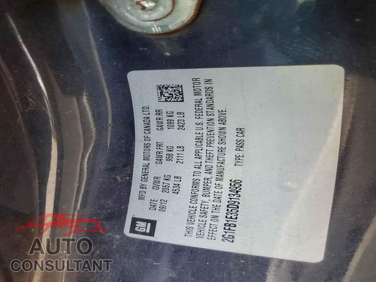 CHEVROLET CAMARO 2013 - 2G1FB1E35D9134956