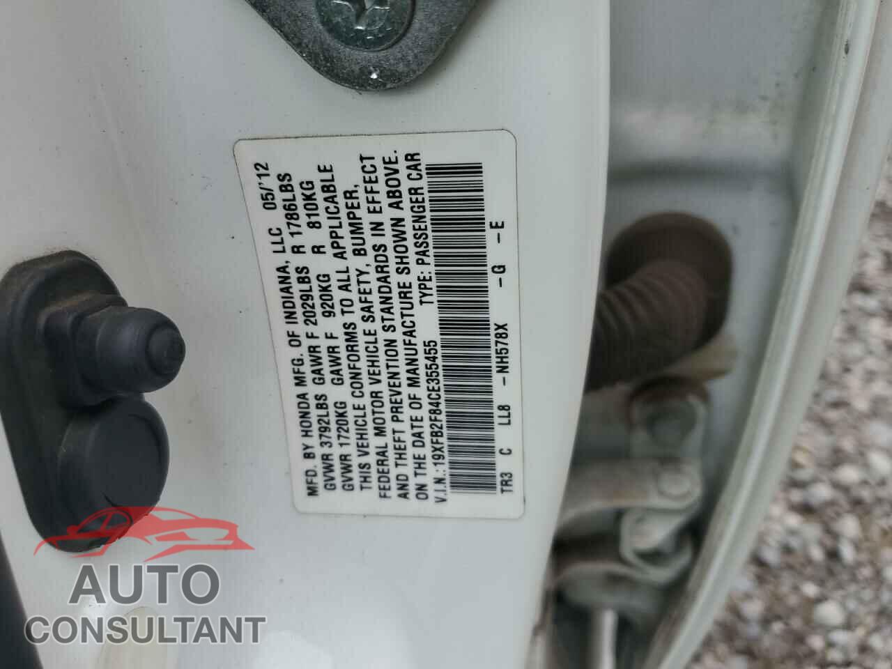 HONDA CIVIC 2012 - 19XFB2F84CE355455