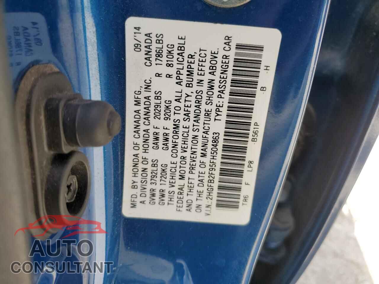 HONDA CIVIC 2015 - 2HGFB2F95FH504863