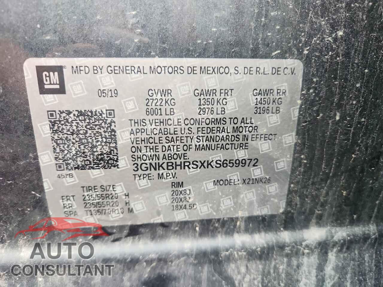 CHEVROLET BLAZER 2019 - 3GNKBHRSXKS659972