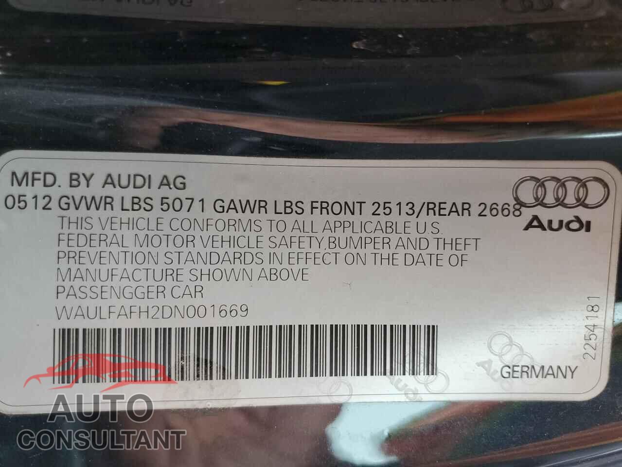AUDI A5 2013 - WAULFAFH2DN001669